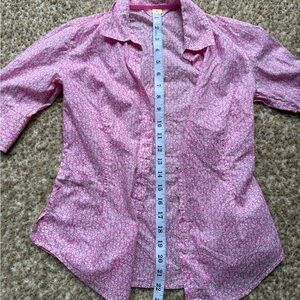 Lilly Pulitzer Pink Floral Button Down Blouse Size 0
